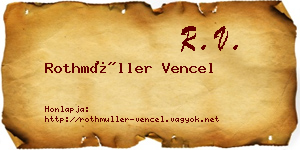 Rothmüller Vencel névjegykártya